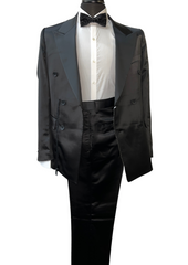 Biarelli Formal Double Breasted Black Satin Suit