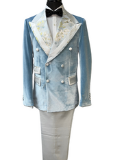 Biarelli Formal Double Breasted Velvet & Satin Suit