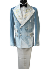 Biarelli Formal Double Breasted Velvet & Satin Suit