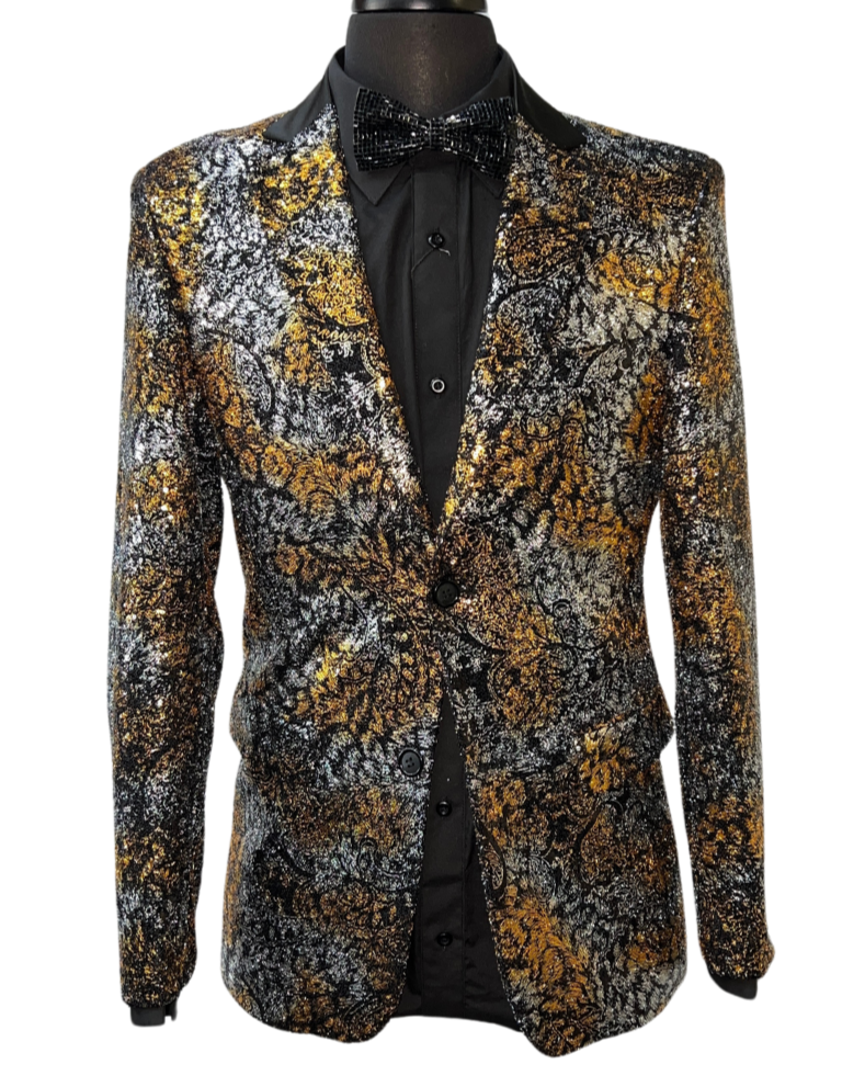 Blu Martini Black Shiny Glitter Formal Blazer