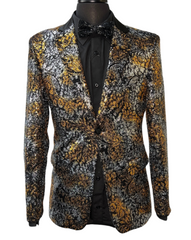 Blu Martini Black Shiny Glitter Formal Blazer