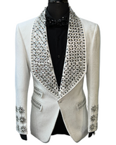 Barabas White Lace & Silver Rhinestone Formal Blazer