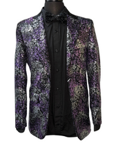 Blu Martini Black, Silver & Purple Glitter Sparkle Formal Blazer