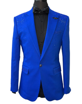 Barabas Blue medusa rhinestones blazer
