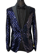 Pronti Navy Blue Sequin Formal Blazer