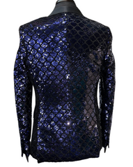 Pronti Navy Blue Sequin Formal Blazer