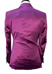 Biarelli Formal Double Breasted Plum Satin Suit