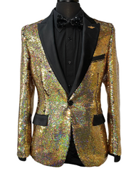 Barabas Black & Gold Irredecent Sequin Blazer