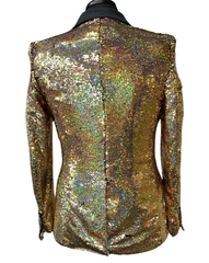 Barabas Black & Gold Irredecent Sequin Blazer