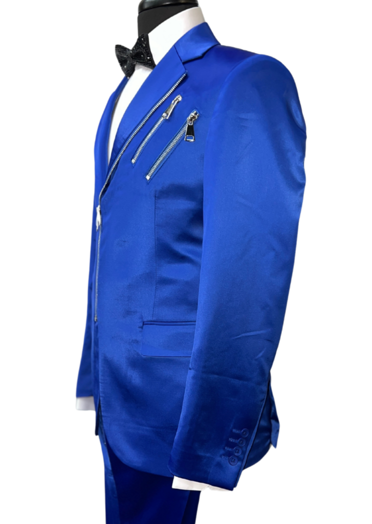 Biarelli Formal Royal Blue Satin Suit