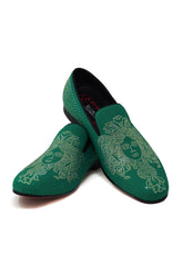 Barabas Green Medusa rhinestone slip-on loafer