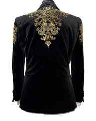 Barabas premium black & gold velvet men's blazer