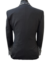 Barocco SU447-B Black Rhinestone Embellished Suit