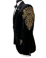 Barabas premium black & gold velvet men's blazer