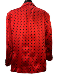 Manzini Red with Black Contrasting Polka Dot Satin Blazer