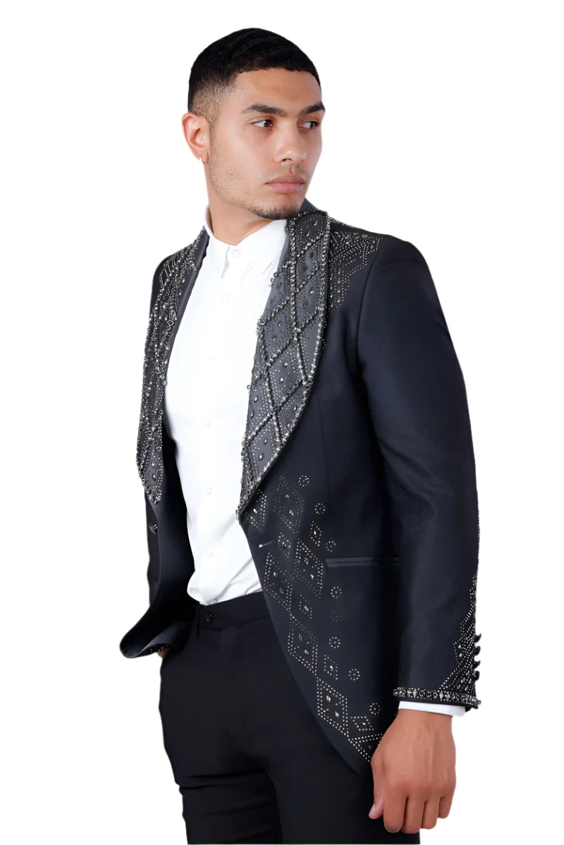 Barabas 4EBL51 Charcoal & Gunmetal Blazer