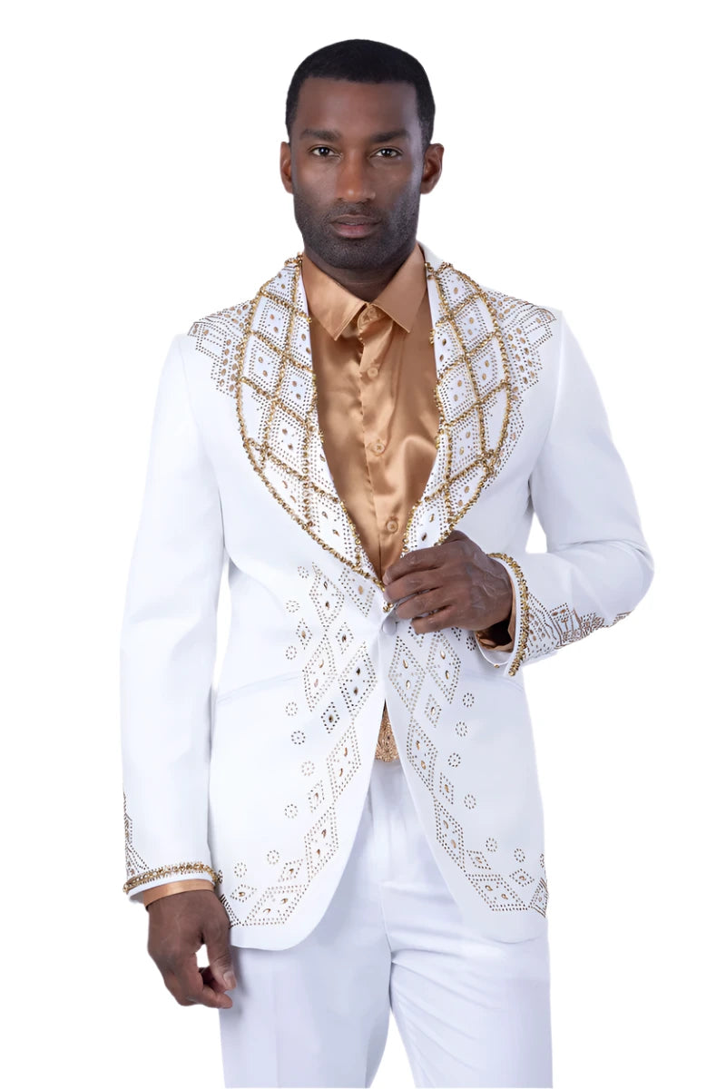 Barabas 4EBL51 White & Gold Blazer