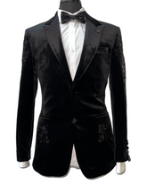 Barabas premium black velvet men's blazer