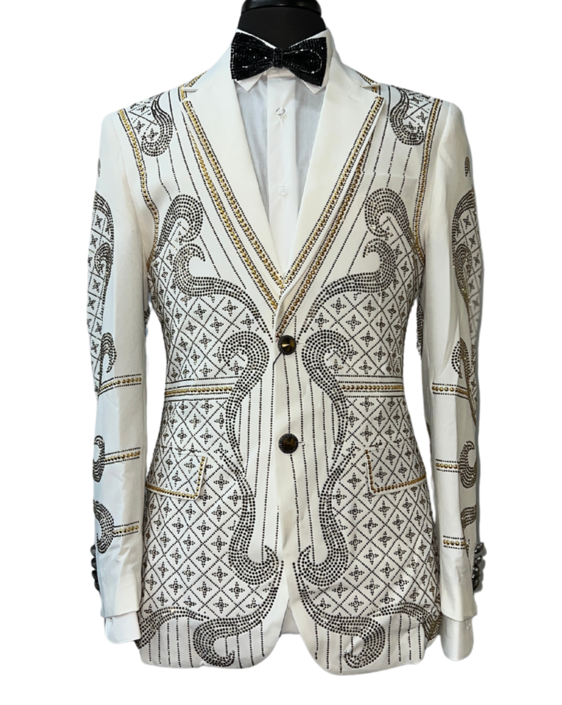 Barocco Off-White Embellished Blazer