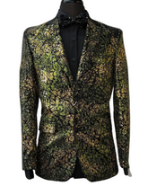 Blu Martini Black & Green Shiny Glitter Formal Blazer