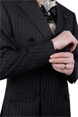 Barabas 5SU39-B Black & Gold Pinstripe Suit