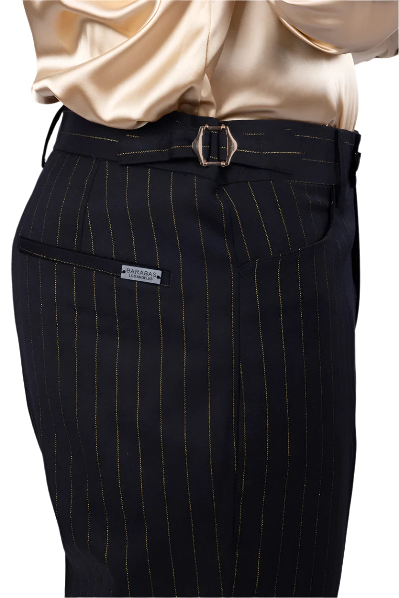 Barabas 5SU39-B Black & Gold Pinstripe Suit