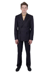 Barabas 5SU39-B Black & Gold Pinstripe Suit