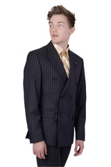 Barabas 5SU39-B Black & Gold Pinstripe Suit