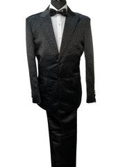 Barocco Black Rhinestone Embellished Satin Suit