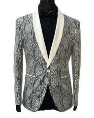 Cielo Black & White Lace Formal Blazer