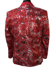 Blu Martini Red Shiny Glitter Formal Blazer
