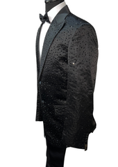 Barocco Black Rhinestone Embellished Satin Suit