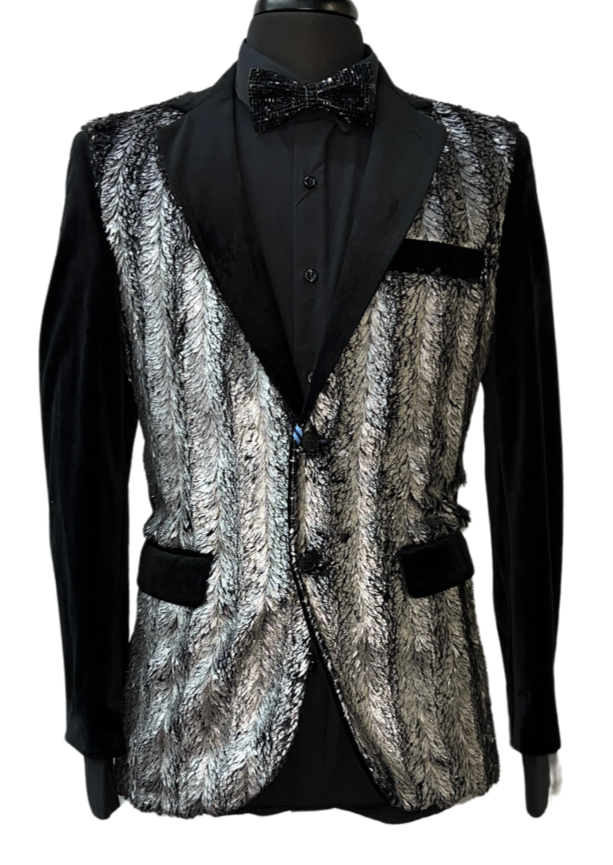 Blu Martini Black Velveteen Formal Blazer