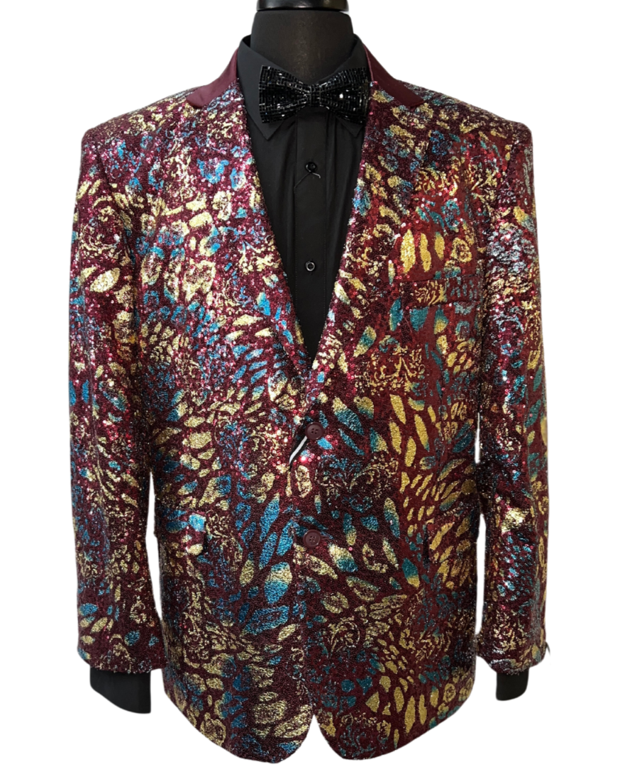 Blu Martini Maroon Glitter Formal Blazer