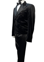 Biarelli BLX-5022 Black Velvet Cropped Suit