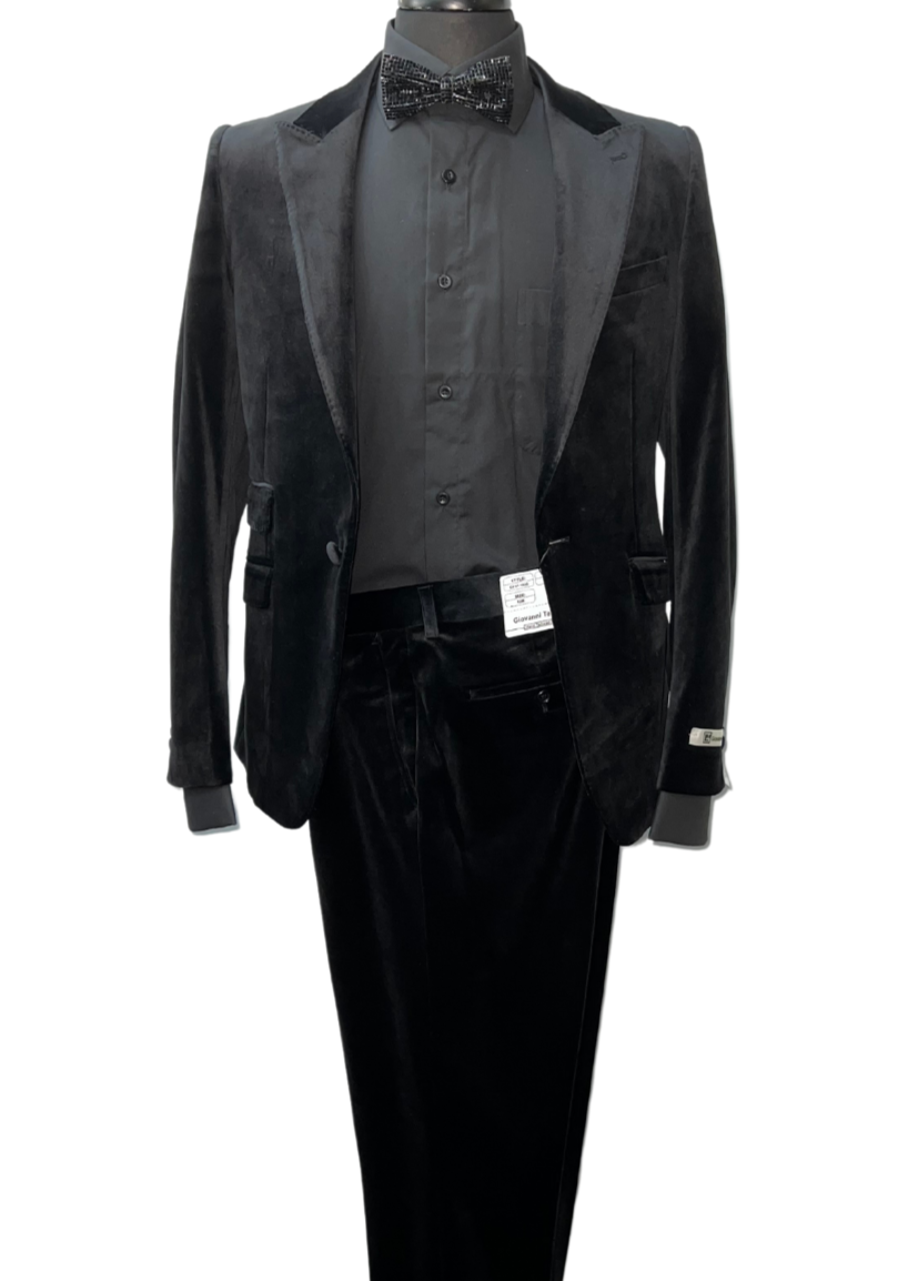 Giovanni Testi GTX1P-1925-B Black Velvet Suit