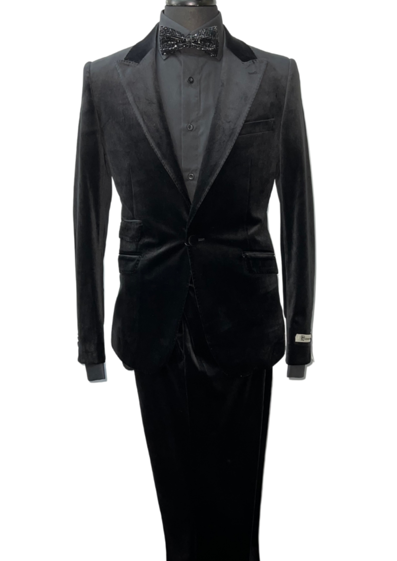 Giovanni Testi GTX1P-1925-B Black Velvet Suit