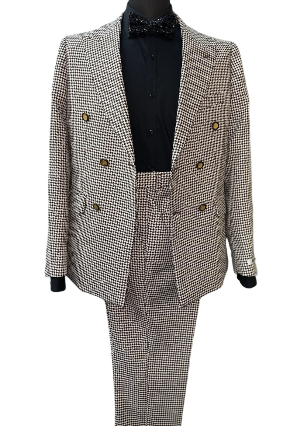 Giovanni Testi Brown & White Checkered Rhinestone GT6DB-6105-BRW Suit