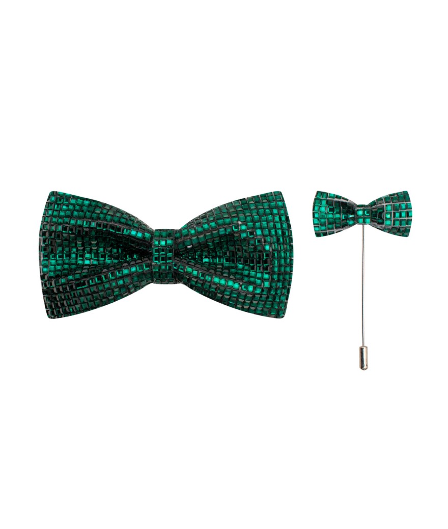 Emerald Studded Bow Tie & Lapel Pin