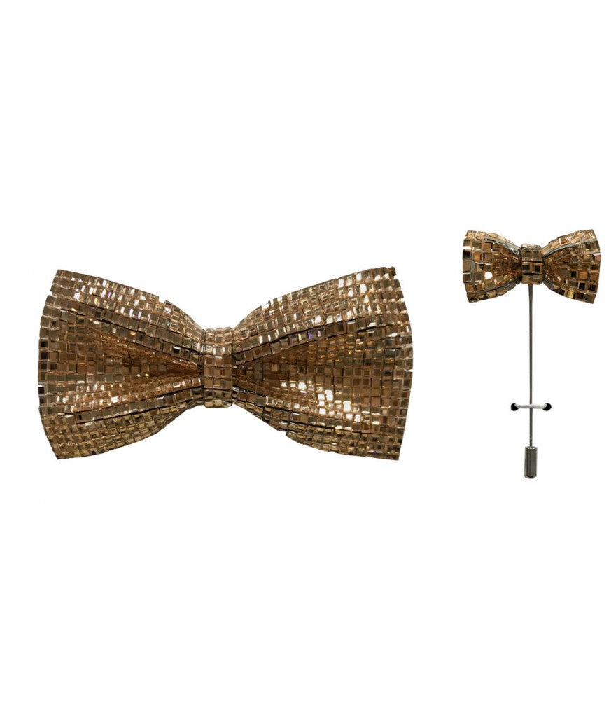 Gold Studded Bow Tie & Lapel Pin