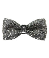 Silver Embellished Rhinestone Bow Tie