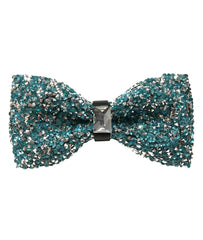 Teal & Silver Studded Bow Tie
