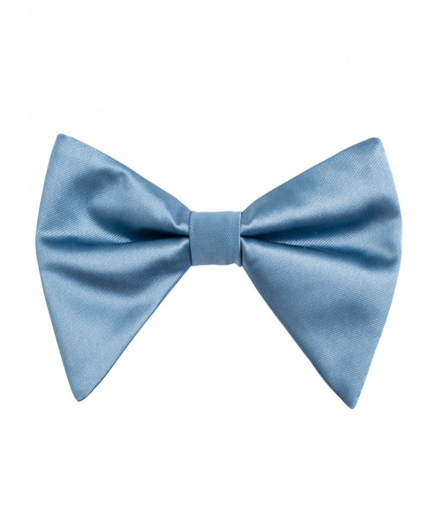 Cornflower Blue Satin Long Bow-Tie & Pocket Square