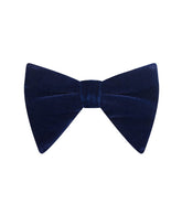 Navy Blue Velvet Long Bow Tie & Pocket Square
