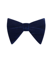 Navy Blue Velvet Long Bow Tie & Pocket Square