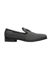 Stacy Adams Black & Silver Swagger Studded Slip On Loafer