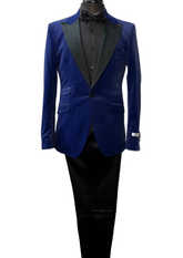 Giovanni Testi Formal Navy & Black Velvet Suit
