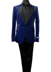 Giovanni Testi Formal Navy & Black Velvet Suit