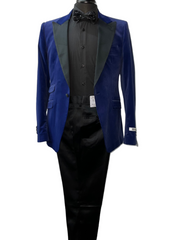 Giovanni Testi Formal Navy & Black Velvet Suit