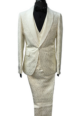 Giovanni Testi Satin Floral Pattern 3-Piece Suit